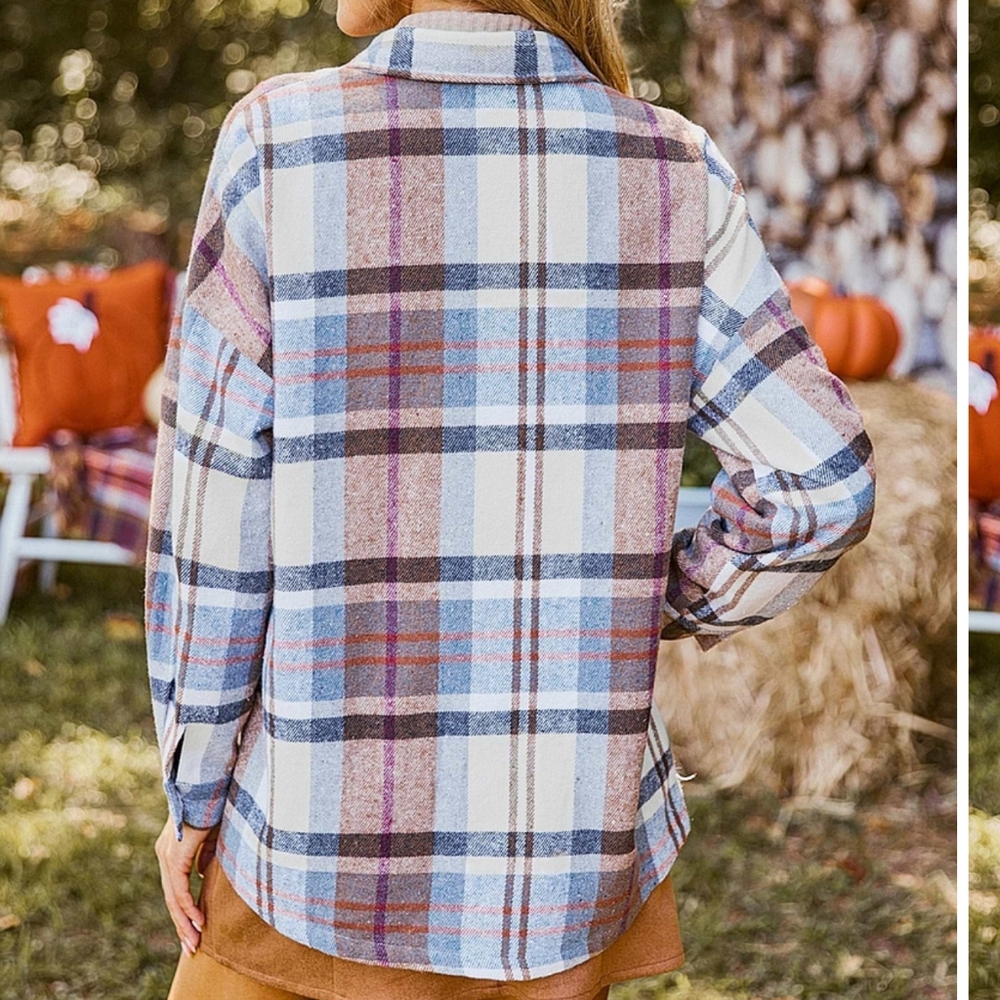 Never Worn Cupshe Plaid Shacket with Pockets and Buttons - Fully Lined - Picture 2 of 5